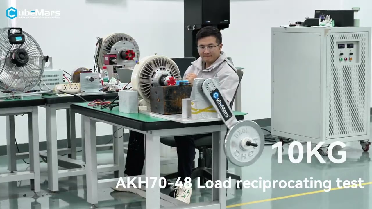 اختبار حمل CubeMars AKH70-48 KV41: تحقّق من دوران 360° تحت 40 kg